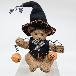 Halloween Witch Resin Mini Statue Teddy Bear Decor 5" Pumpkin